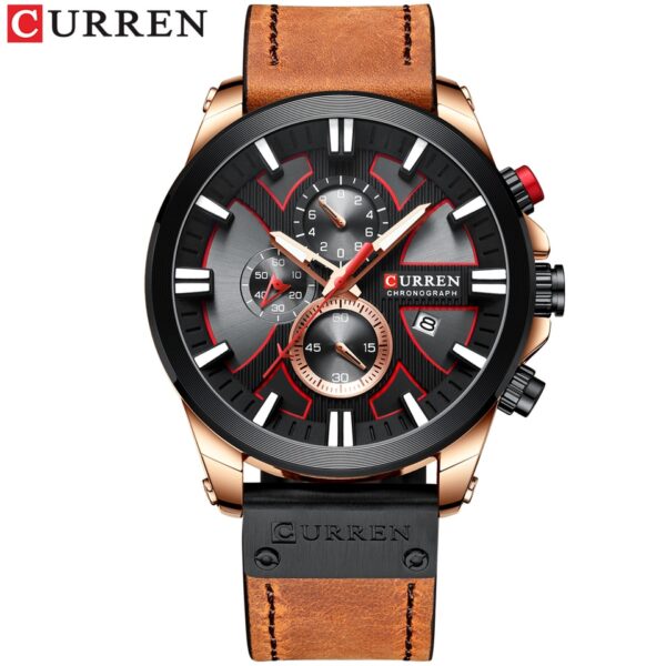 CURREN Watch Chronograph Sport Mens Watches Quartz Clock Leather Male Wristwatch Relogio Masculino Fashion Gift for Men - Image 9