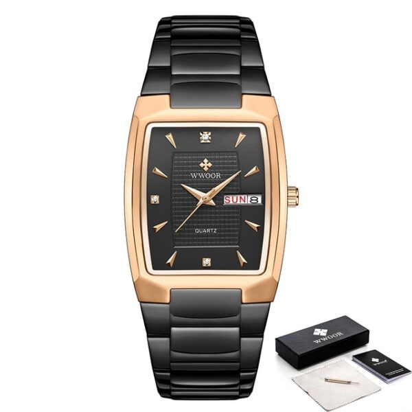 New Square Watch Men - Luxury Stainless Steel Gold Quartz Wristwatch - Image 4