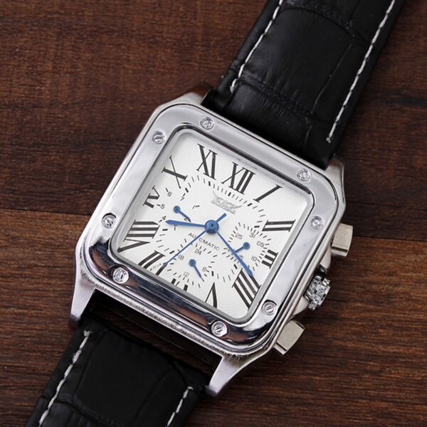 Classic Mechanical Watch Top Brand Men Roman Numerals Skeleton Watches Male Square Rectangular Clock Hombre Relogio Masculino - Image 2