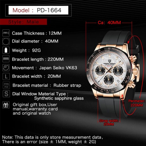 40mm New PAGANI DESIGN Men Quartz Watches Sapphire Luxury Chronograph Stainless Steel Waterproof Men Watch - Image 12