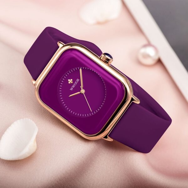 Luxury Brand Watches For Women Fashion Square Purple Ladies Quartz Wristwatch Waterproof Silicone Band Relogio Feminino - Image 11