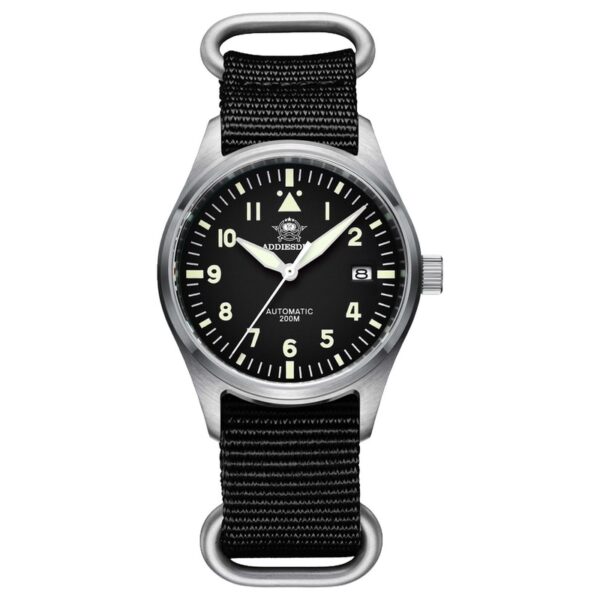 ADDIESDIVE Automatic NH35 Movement Pilot Watch C3 luminous Black Dial and 39mm Case waterproof Sapphire glass 200M Dive watches - Image 7