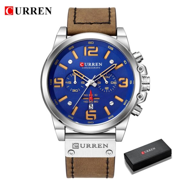 Men Watches Top Luxury Brand Waterproof Sport Wrist Watch Chronograph Quartz Military Genuine Leather Relogio Masculino - Image 3