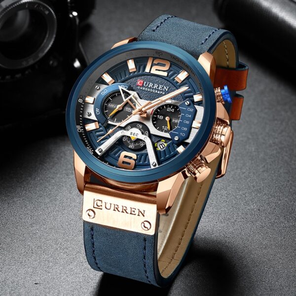 New Casual Sport Watches for Men Top Brand Luxury Military Leather Wrist Watch Man Clock Fashion Chronograph Wristwatch - Image 4