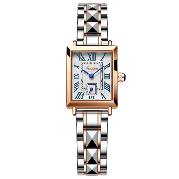 Women Watches Fashion Square Ladies Quartz Watch Bracelet Set Dial Simple Rose Gold Luxury Women Watches - Image 3