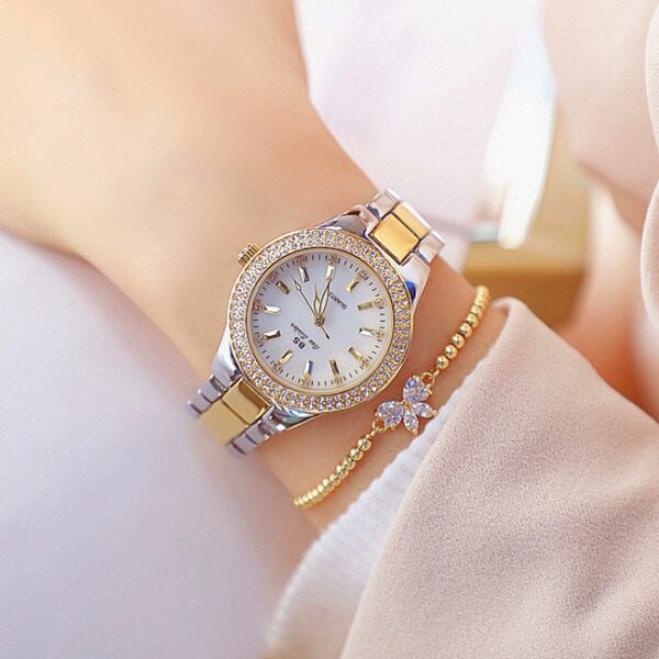 Ladies Wrist Watches Dress Gold Watch Women Crystal Diamond Watches Stainless Steel Silver Clock Women Montre Femme - Image 2