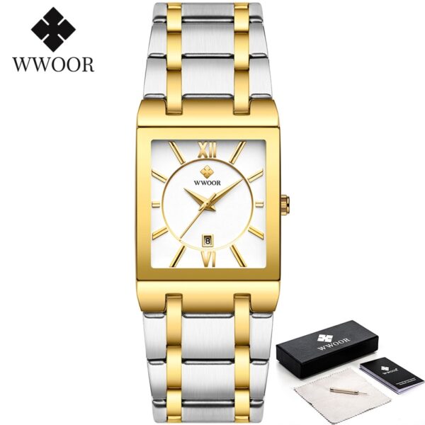 Relogio Masculino WWOOR Gold Watch Men Square Mens Watches Top Brand Luxury Golden Quartz Stainless Steel Waterproof Wrist Watch - Image 17