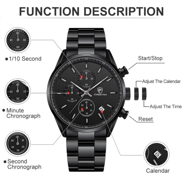 Men Top Brand Luxury Fashion Business Quartz Men Wristwatch Stainless Steel Waterproof Sports Clock - Image 2