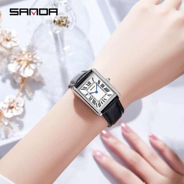 Wrist Watches for Women Silver Case Ladies Watches Luxury Brand Leather Band Quartz Clock zegarek damski 1 - Image 2