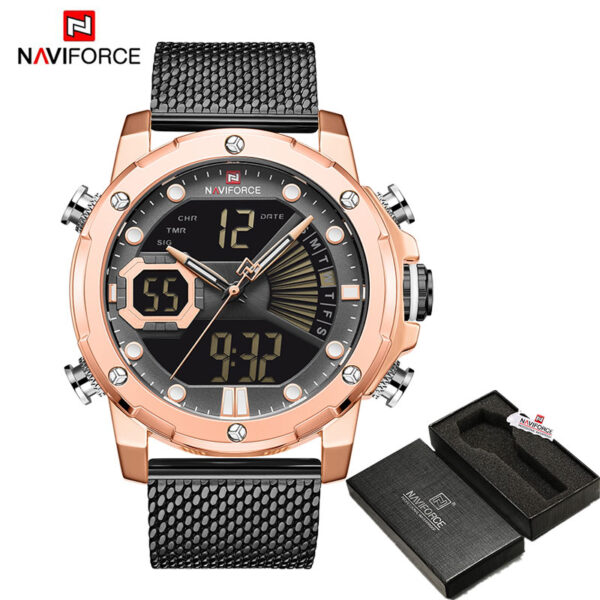 Original Watches For Men Luxury Brand Quartz Dual Display Military Sports Wrist Watch Mesh Steel Band Waterproof Clock - Image 12