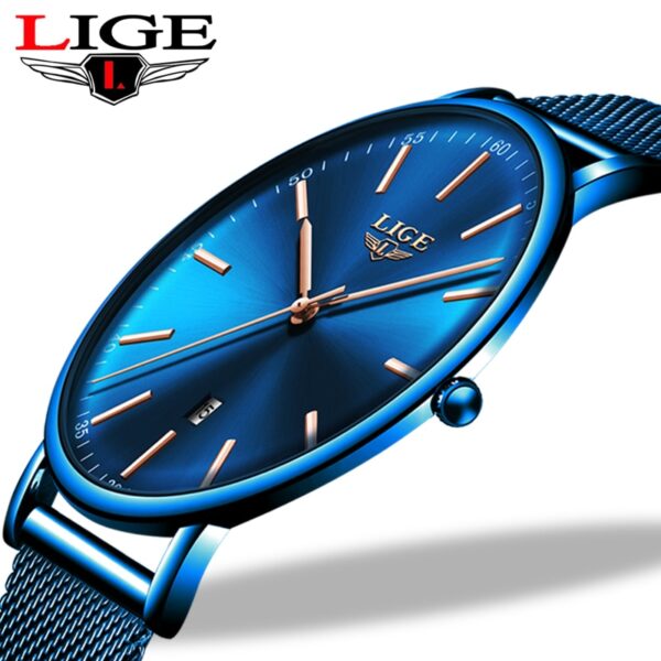 LIGE Womens Watches Top Brand Luxury Waterproof Watch Fashion Ladies Stainless Steel Wristwatch Casual Quartz Clock Reloj Mujer