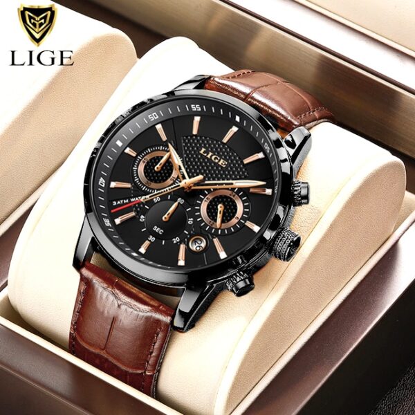 New Mens Watches LIGE Top Brand Luxury Leather Casual Quartz Watch Men Sport Waterproof Clock Watch Relogio Masculino+Box - Image 11