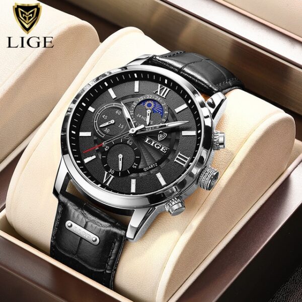 New Mens Watches LIGE Top Brand Luxury Leather Casual Quartz Watch Men Sport Waterproof Clock Watch Relogio Masculino+Box - Image 9