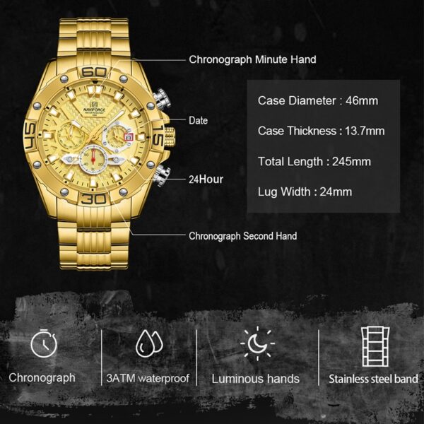 New Watches For Men Luxury Original Classic Quartz Clock Analog Chronograph Sport Waterproof Steel Band WristWatch - Image 5