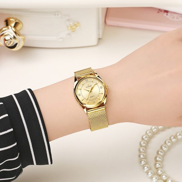 Luxury Brand Dress Gold Watch Ladies Elegant Diamond Small Quartz Wrist Watches For Women Steel Mesh Clock zegarek damski - Image 7