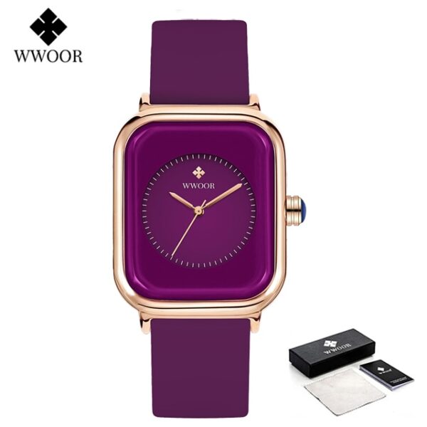 Luxury Brand Watches For Women Fashion Square Purple Ladies Quartz Wristwatch Waterproof Silicone Band Relogio Feminino - Image 10