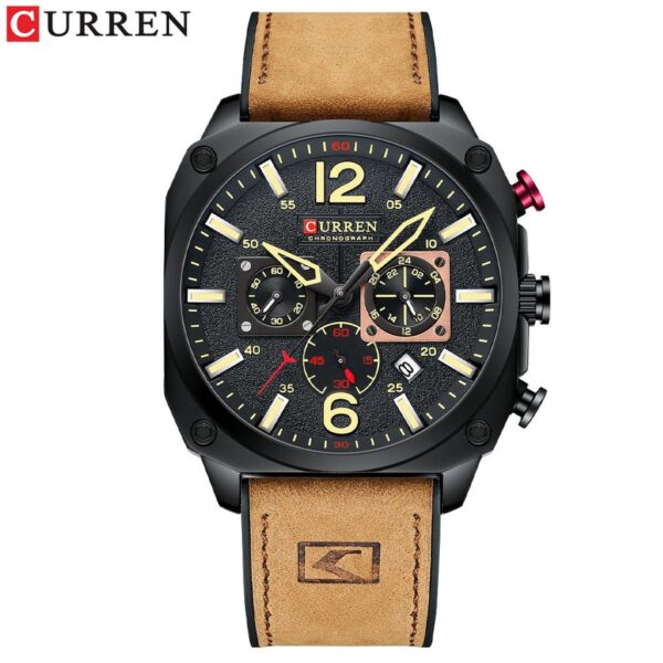 New Men Watch Fashion Waterproof Multi-function Chronograph Clock Leather Six Needle Calendar luminous Quartz Watches - Image 8