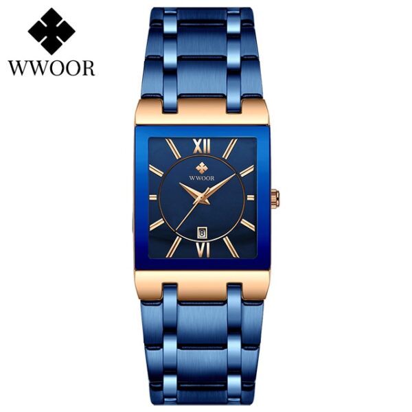 Relogio Masculino WWOOR Gold Watch Men Square Mens Watches Top Brand Luxury Golden Quartz Stainless Steel Waterproof Wrist Watch - Image 7