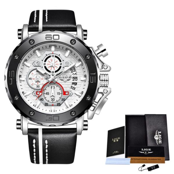 Men Watches Fashion Sport Leather Watch Mens Luxury Date Waterproof Quartz Chronograph - Image 3