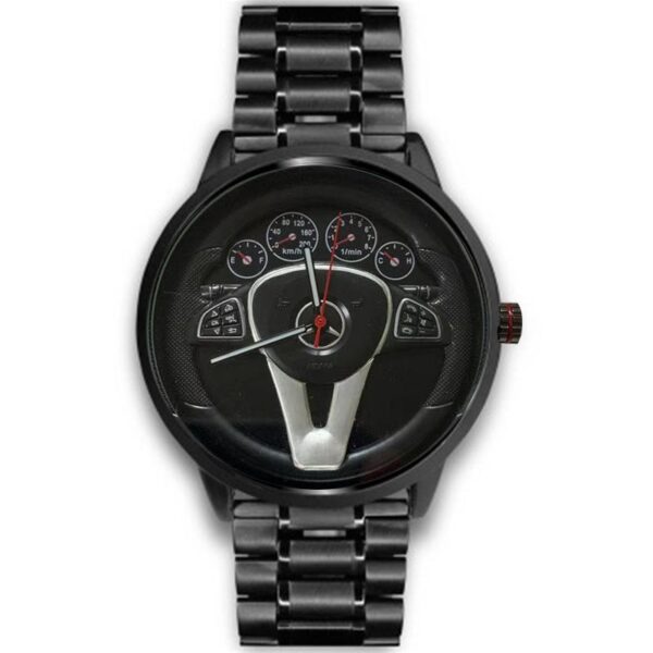 Casual Personality Classic precision Men Quartz watch Racing Free Stainless Casual Sports 3D Car Steering Wheel Clock - Image 12