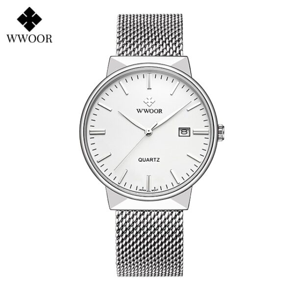 Men Simple Slim Watches Luxury Brand Gold Steel Mesh Ultra Thin Waterproof Date Wrist Watch Men Golden Clock With Box - Image 2