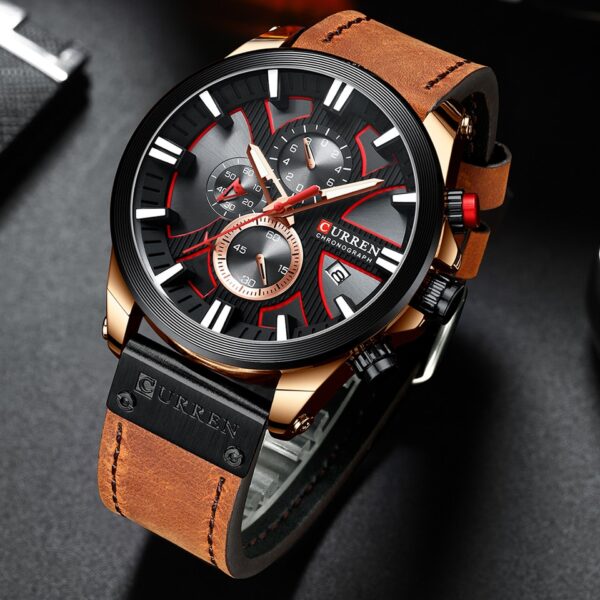 CURREN Watch Chronograph Sport Mens Watches Quartz Clock Leather Male Wristwatch Relogio Masculino Fashion Gift for Men - Image 3