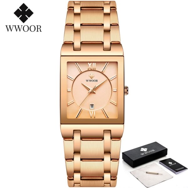 Relogio Masculino WWOOR Gold Watch Men Square Mens Watches Top Brand Luxury Golden Quartz Stainless Steel Waterproof Wrist Watch - Image 23