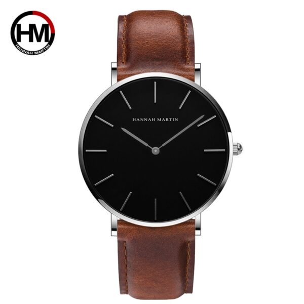 High Quality Rose Gold Dial Watch Men Leather Waterproof Wristwatch Women Dress Fashion Japan Quartz Movement Saat - Image 2