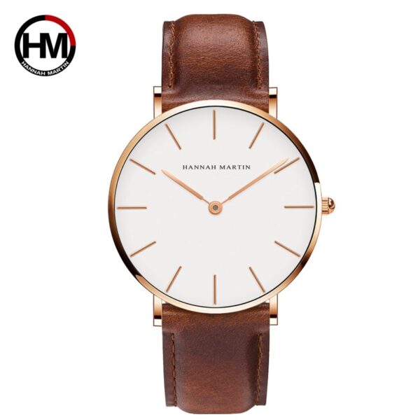 High Quality Rose Gold Dial Watch Men Leather Waterproof Wristwatch Women Dress Fashion Japan Quartz Movement Saat - Image 8