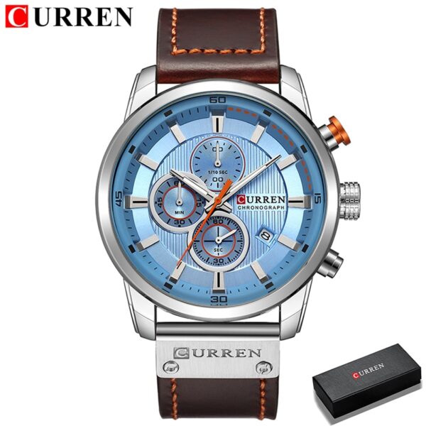 New Men Leather Sports Watches Men's Army Military Quartz Wristwatch Chronograph Male Clock Relogio Masculino - Image 4