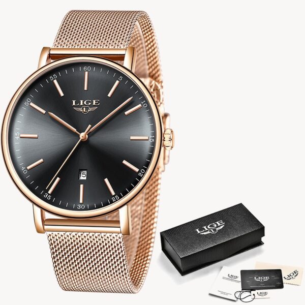 LIGE Womens Watches Top Brand Luxury Waterproof Watch Fashion Ladies Stainless Steel Wristwatch Casual Quartz Clock Reloj Mujer - Image 8