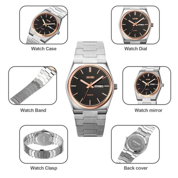 New Casual Quartz Clock Male Full Steel Time Week Date Sports Watch Mens Waterproof Business Wristwatches Man reloj hombre - Image 8