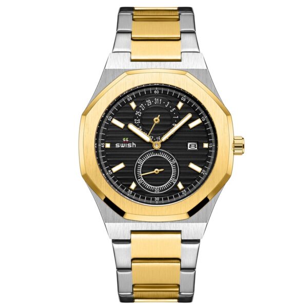 Fashion Octagonal Chronograph Quartz Watches Men Top Brand Luxury Golden Stainless Steel Wristwatch Man Waterproof 3ATM - Image 13