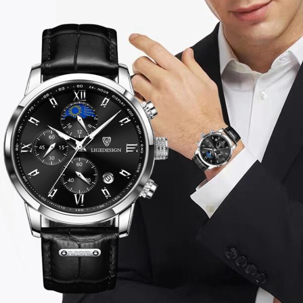 Men Watches Business Fashion Watch Man Top Brand Luxury Leather Wristwatch Quartz Chronograph Waterproof Auto Date Clock