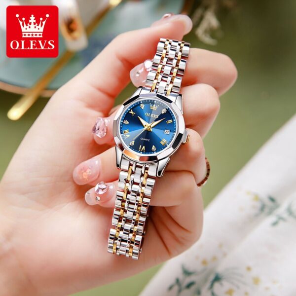 OLEVS Quartz Watch for Women Solid Stainless Steel Strap Rhombus Design Elegant Ladies Wristwatch Bracelet Necklace Gift Box Set - Image 11