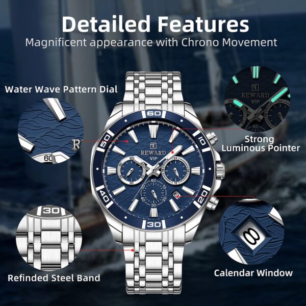 New Design Business Watches for Men Stainless Quartz Wristwatches Waterproof Chronograph Luminous Sport Wrist Watch - Image 7