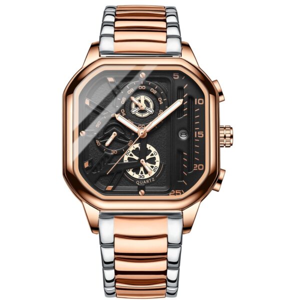 Square Chronograph Casual Fashion Sports Wrist Watch For Men Leather Clock Luxury Business Wristwatch Waterproof Date Watch - Image 15