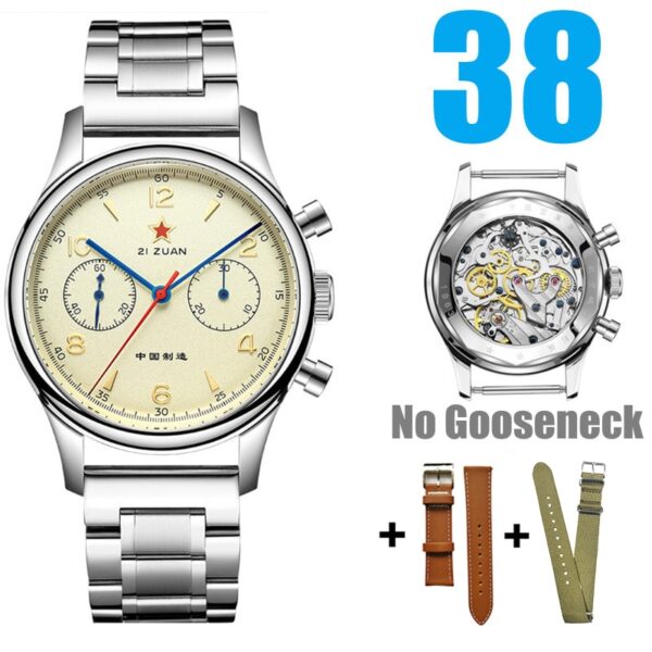 RED STAR 38mm Men Chronograph Mechanical Watches Pilot Seagull 1963 ST19 Movement Men Air Force Aviation Sapphire Clock 40mm - Image 9