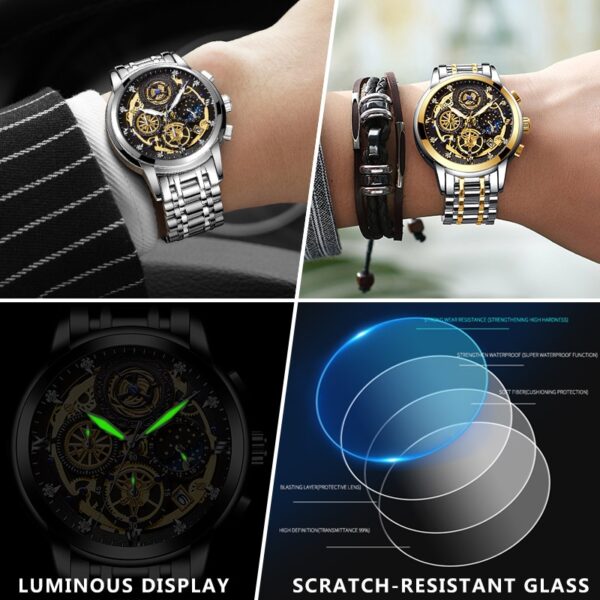 New Original Watch For Men Waterproof Stainless Steel Quartz Analog Fashion Business Sun Moon Star Wristwatches Top Brand - Image 4