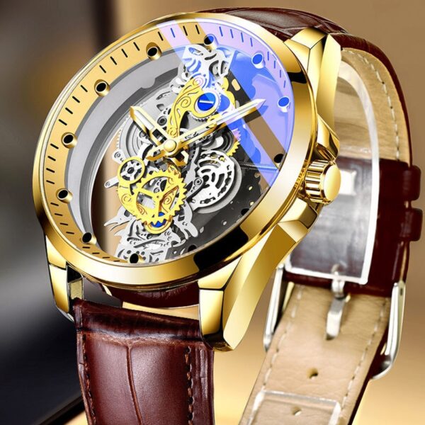 Authentic Skeleton Quartz Watch Stainless Steel Waterproof Men Watches Built-in Battery Drive Tansparent Luxury Original A4281 - Image 6