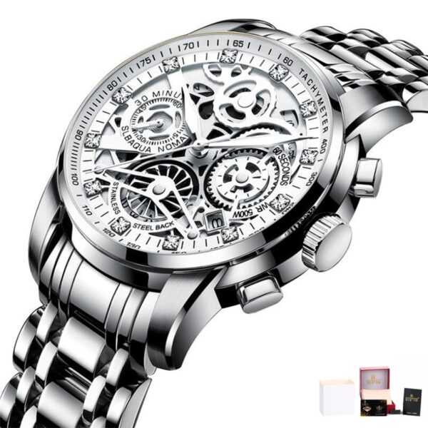 Men Watches Tourbillon Rotating Window Top Luxury Brand Fashion Quartz Men Watch Waterproof Gold Steel Business Wristwatch - Image 6