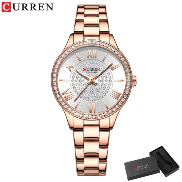 Rhinestones Rose Dial Fashion Watches with Stainless Steel Band New Quartz Wristwatches for Women - Image 9