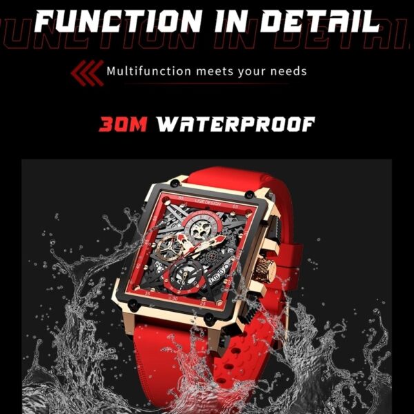 Men Watch Top Brand Luxury Waterproof Quartz Square Wrist Watches for Men Date Sports Silicone Clock Male Montre Homme - Image 7