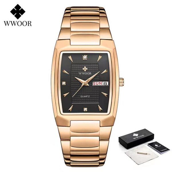 Men's Wristwatch  WWOOR Brand Luxury Quartz Watch Waterproof Business Male Date Clock Casual Fashion Black Relogio Masculino - Image 7