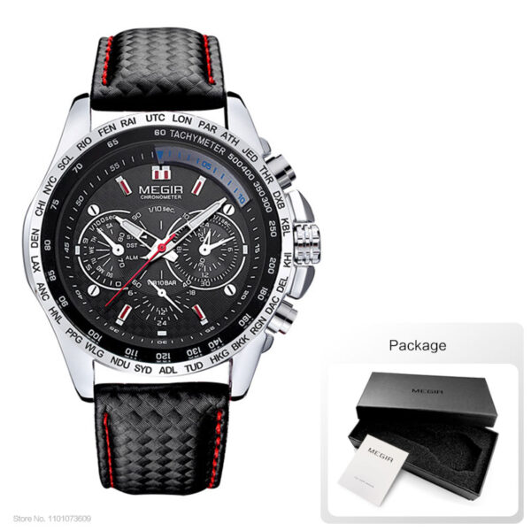 Man Quartz wristwatch brand waterproof leather watches for men casual black watch for male - Image 4