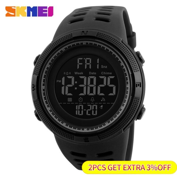 Chrono Digital Watches Mens Sport Countdown Wristwatches Men 2 time Alarm Clock Watches Male reloj hombre 1251 - Image 11