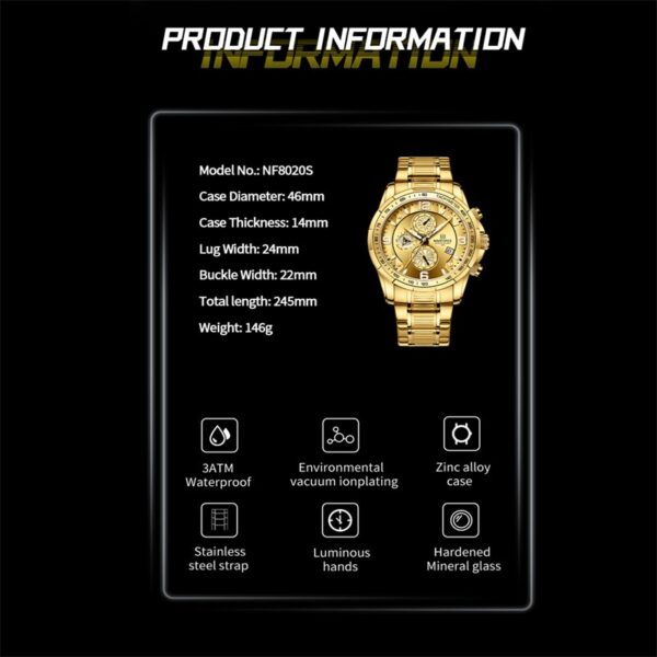 Temperament Men Luxury Fashion Design Gold Men Watches Multifunction Luminous Quartz Male WristWatch Relogio Masculino - Image 10