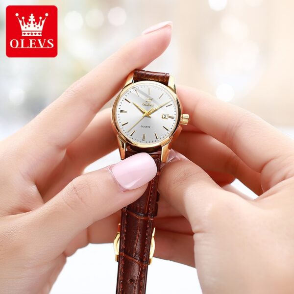 Super Thin Waterproof Women Wristwatch Fashion Genuine Leather Strap Quartz Watch for Women Luminous Calendar - Image 6