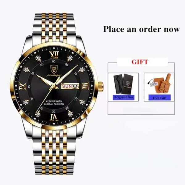 New Casual Sport Chronograph Men's Watches Stainless Steel Band Wristwatch Big Dial Quartz Clock with Luminous Pointers+box - Image 7