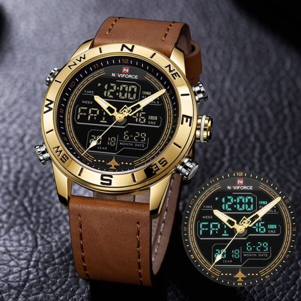 Luxury Brand Men NAVIFORCE 9144 Army Military Watch Digital Leather Sport waterproof Watches Quartz Men Clock Relogio Masculino - Image 11